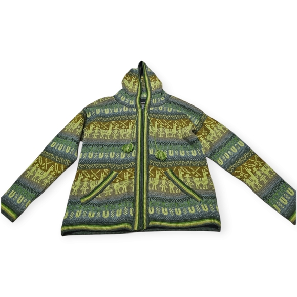 Alpa Top Alpaca Peruvian Hooded Cardigan - Picture 2 of 9